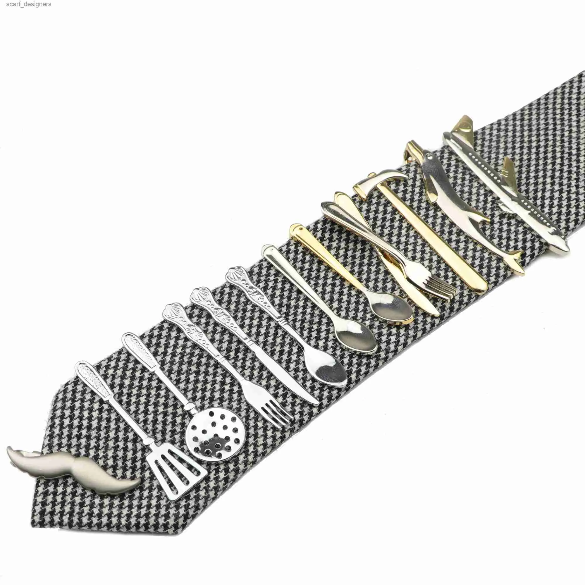 TIE Clips 1 Krom Kaplamalı Paslanmaz Çelik Cam Araç Çatal Çatal Kaşığı Şekleli Metal Tie Klipsi Erkek için Kolye Klipsi için Hediye Pimleri Y240411