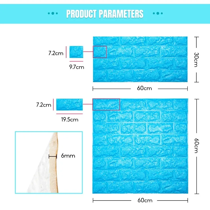 3Dウォールステッカー模倣レンガの寝室の装飾リビングルームのための防水性自己接着壁紙