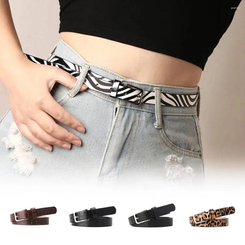 Belts Versatile Women Belt Stylish Women's Thin Zebra Leopard Print With Adjustable Length Faux Leather Waistband For Jeans Multi