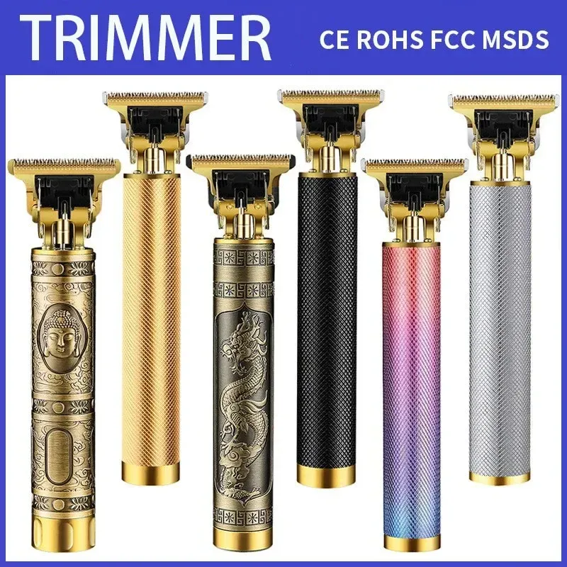 Trimmers T9 USB elektryczny salon Salon Salon Clippers ładowna maszyna do cięcia włosów profesjonalny mężczyzna Złote czarne włosy Trimmer A3