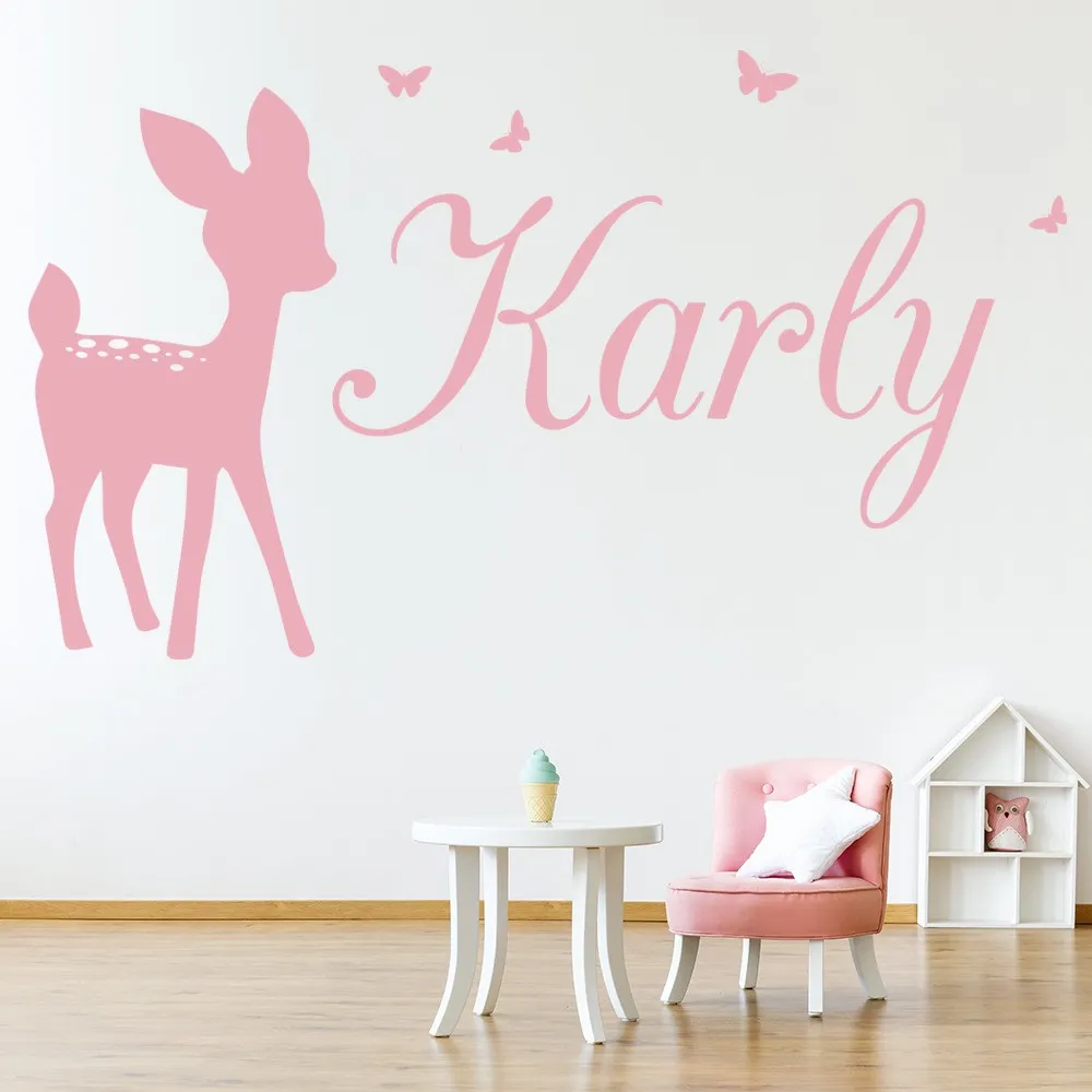 Décalyang pour enfants chambre crèche fond de fond en vinyle décoration intérieure nomme personnalisé bambi autocollant autocollant autocollant DZ-49