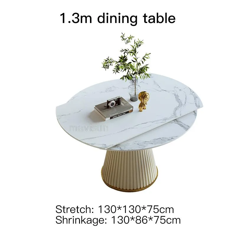 록 보드 현대 조명 럭셔리 식탁 세트 고급 식당 실용적인 개폐식 접이식 원형 테이블 홈 가구