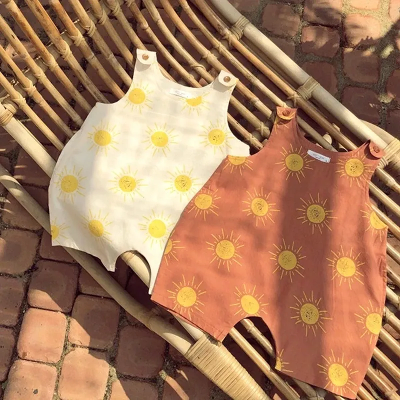 Broek Koreaanse zomer pasgeboren baby zon print romper peuter babyjongen meisje los schattige jumpsuit slabibeen broek