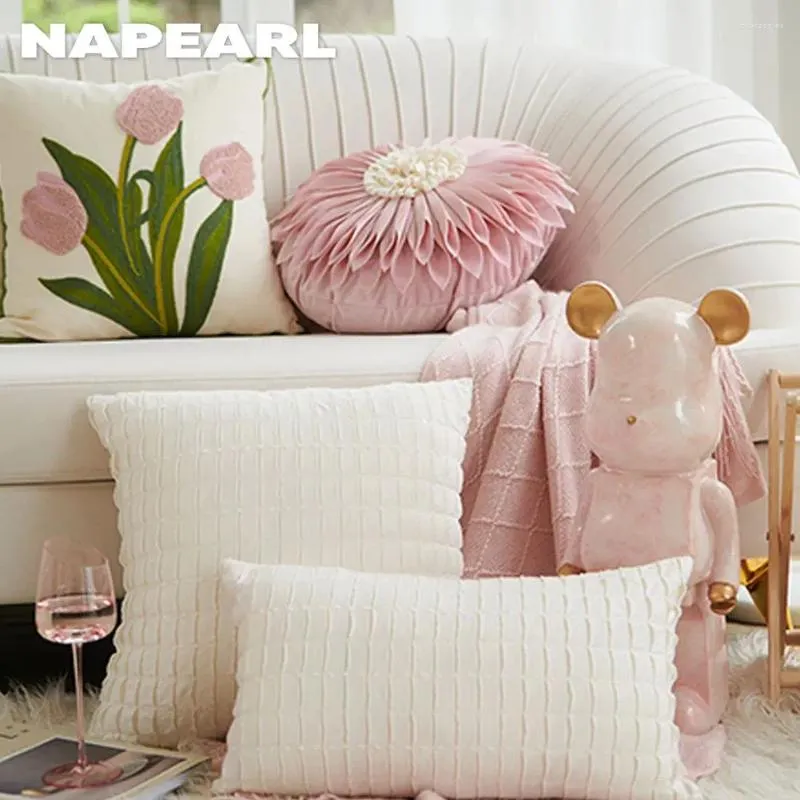 Almohada Napearl Tulip Flower Floral Rosa encantadora Cajas de lanzamiento S para cubiertas de habitación para niñas Decoración del hogar 1 PC