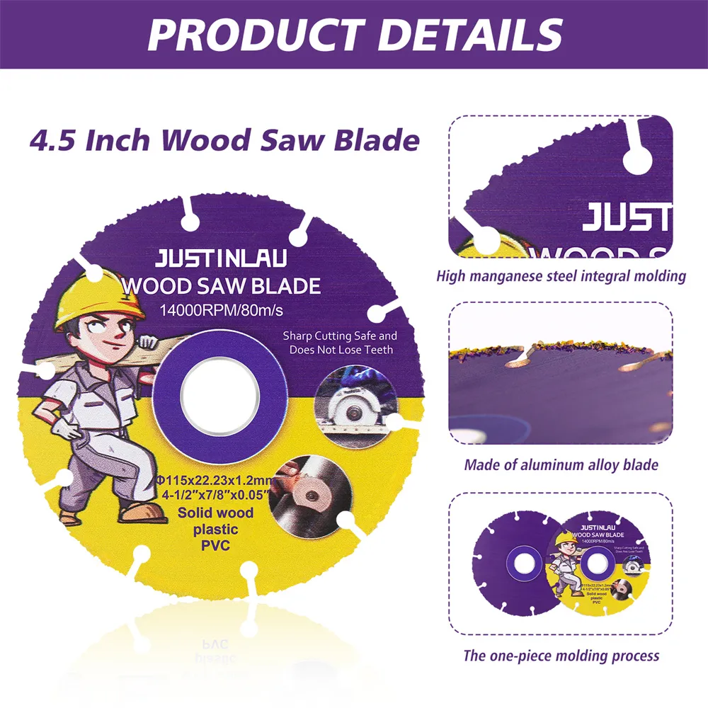 105mm 110mm 125mm Woodworking Saw Blade Solid Wood Board Aluminum Alloy Cutting Blade 4-inch Angle Grinder Alloy Saw Blade