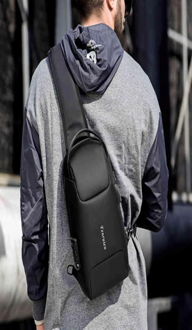 Fenruien Nowi mężczyźni wielofunkcyjna torba na klatkę piersiową TSA Antyteft Large Pacader Bag na ramię USB ładowanie Wodoodporna torba krzyżowa K7139904996