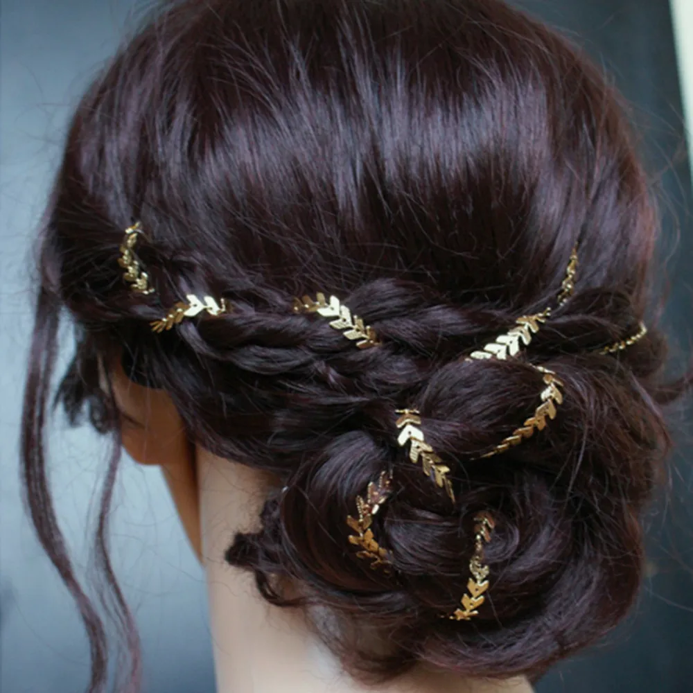 Gold Copper Chain hairpin for hair with Tassel
