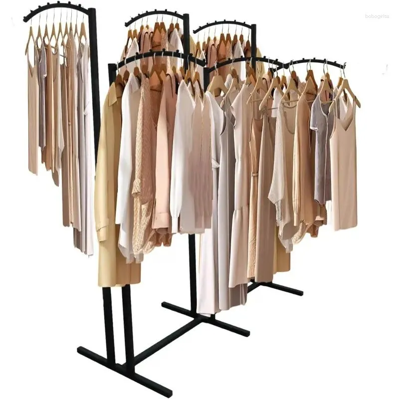 Hangers 6 Way Clothing Rack Heavy Duty Metal Garment With Curved Arms 39" -70" Clothes Organizer For Hanging