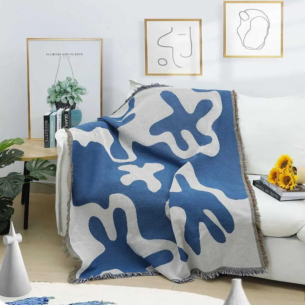 Cobertores Cidade têxtil Ins Ins Blue Coral Pattern Blanket Home Decor Cover Throw Outdoor Camping Campo