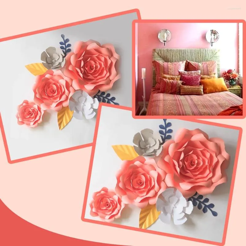 Parti Dekorasyonu Diy Yapay Çiçekler Fleurs yapricielles zemin dev kağıt Rose 5cs 4 Düğün Bebek Duş Ayrılması