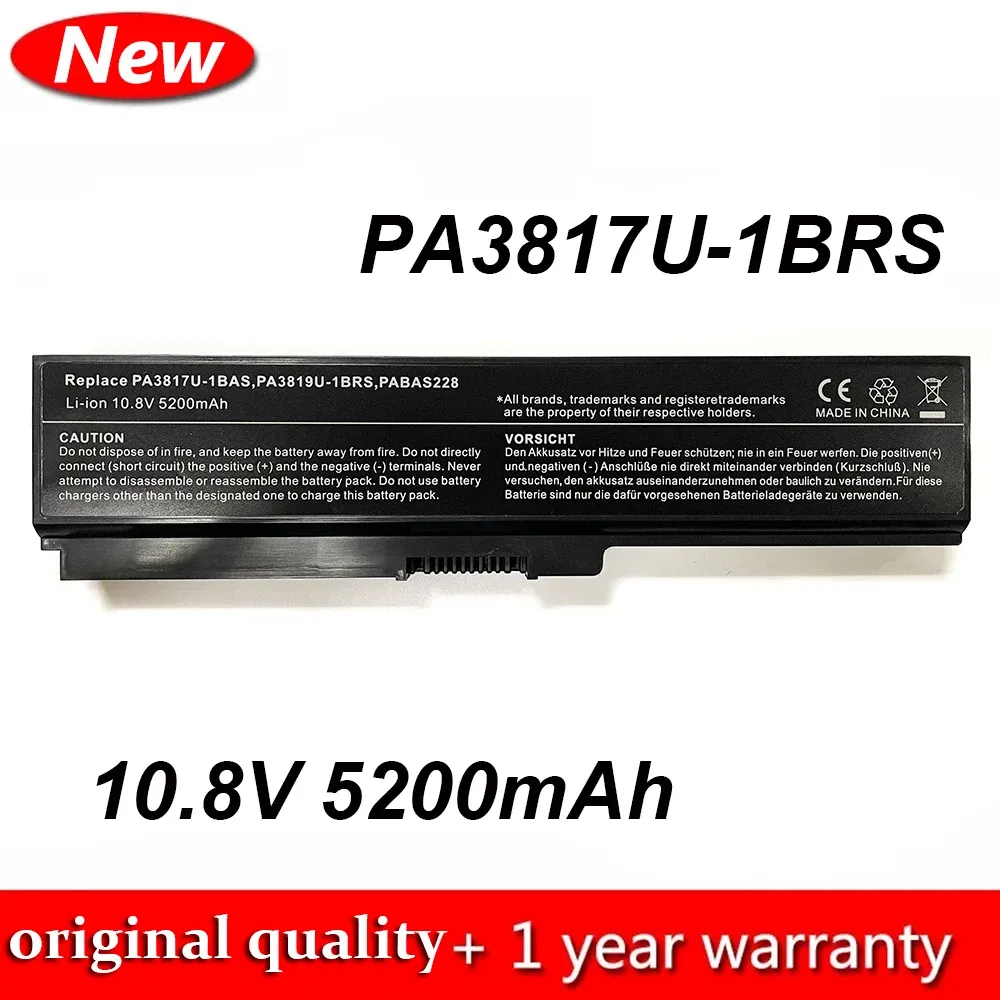 Baterie NOWOŚĆ PA3817U1BRS 10,8 V 5200MAH PA38171BAS PA38171BRS Laptop Bateria do satelitarki Toshiba A655 A660 A665 C640 A665D L655D