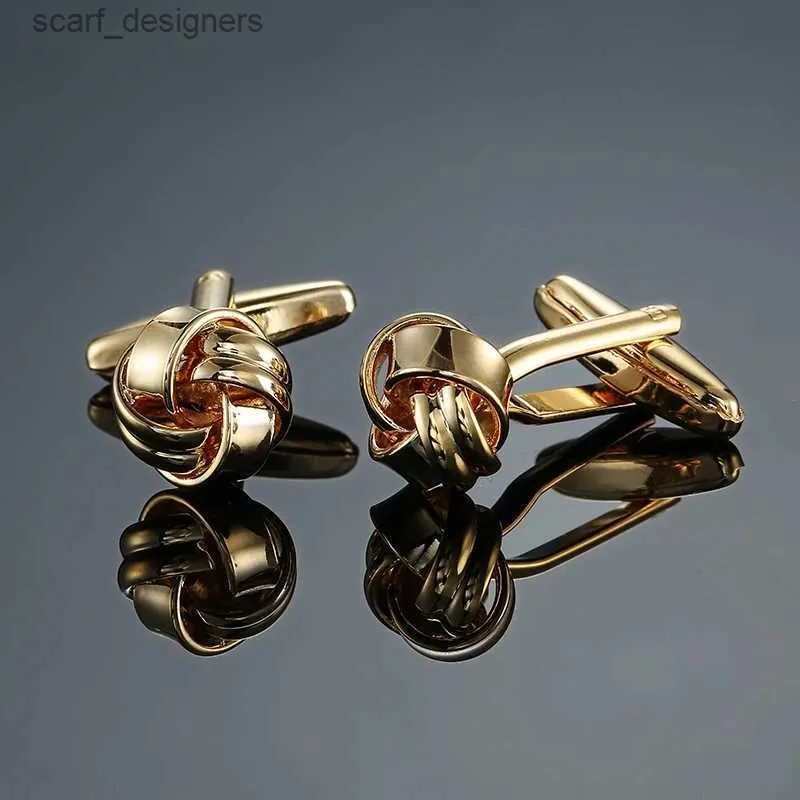 Cuff Links nodo gemelli per uomo pezzi di gemelli per camicia color oro argenteo placcato affari di moda unica nuziali