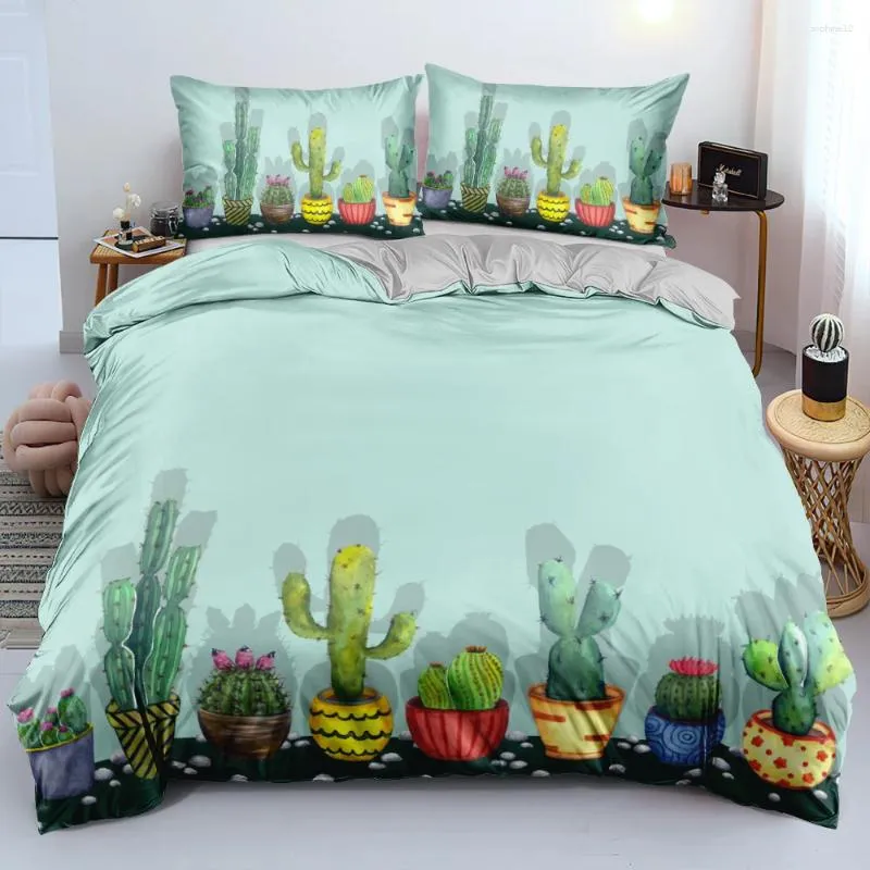 Beddengoed stelt 3D Digital Green Cactus Set dekbed/dekbeddeksel Twin Double King Size intens kleurenbedden uit voor kinderen kind volwassene