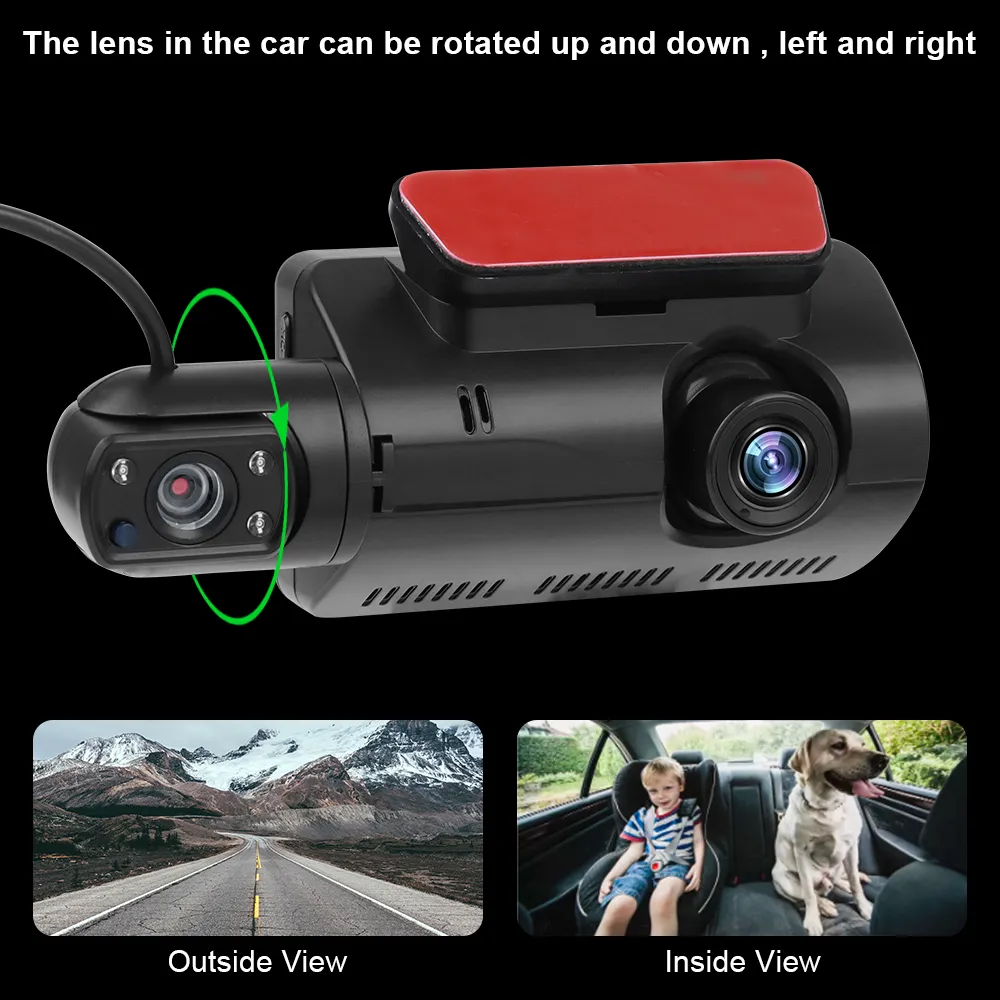 12V DVR Câmera 12LED Vista traseira 2 Lente Dashcam 1080p 3 "Exibir 32g Cartão reverso Cam Cam Driving Video Video Recorder 5 Pinch Player Player