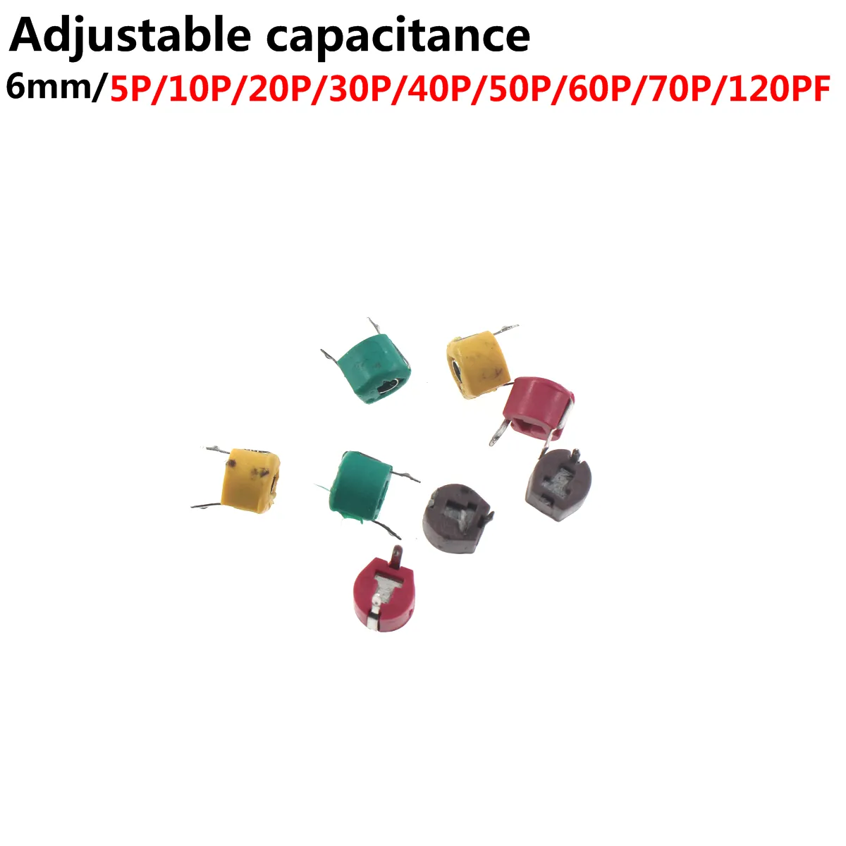 5p 10p 20p 30p 40p 50p 60p 70p 120p a capacità regolabile a capacità regolabile in plastica di condensatore variabile 6 mm JML06-1-120p 20/30/40pf