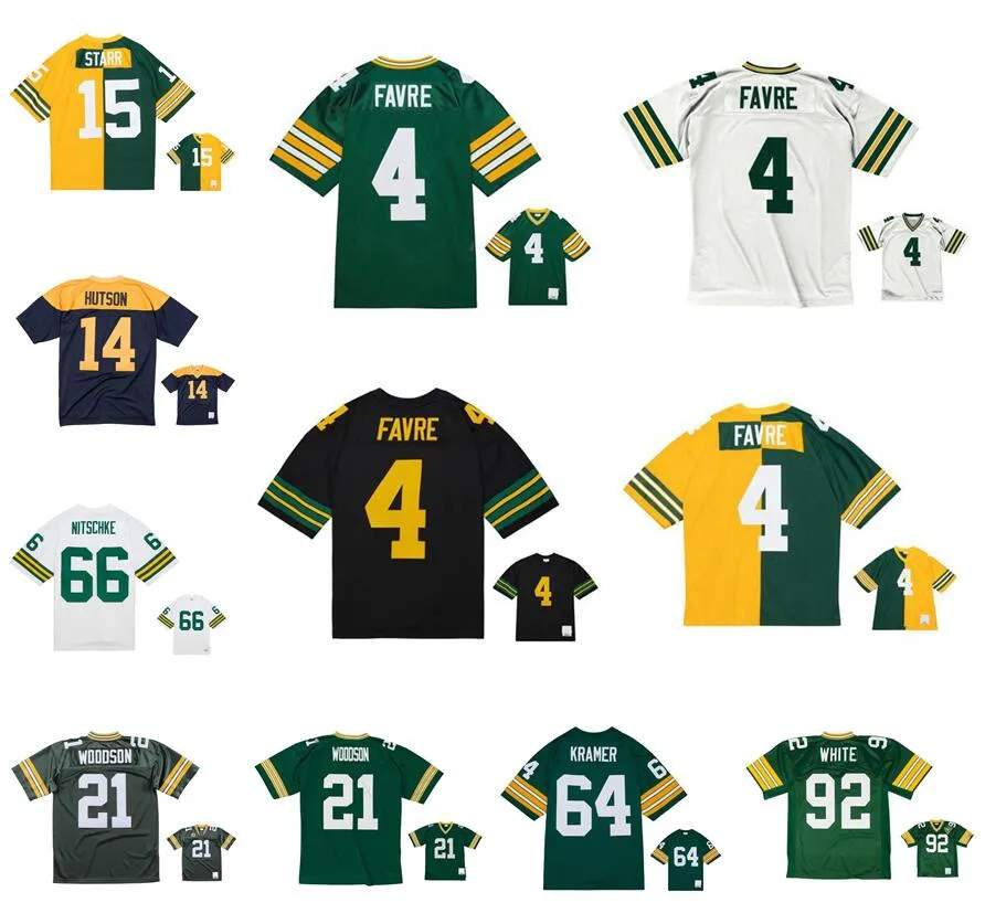 Zszyte koszulki piłkarskie Charles Woodson Brett Favre Legacy Bart Don Hutson Reggie White Ray Nitschke Paul Hornung Jordy Nelson Jerry Kramer Legacy Emerytowany koszulka