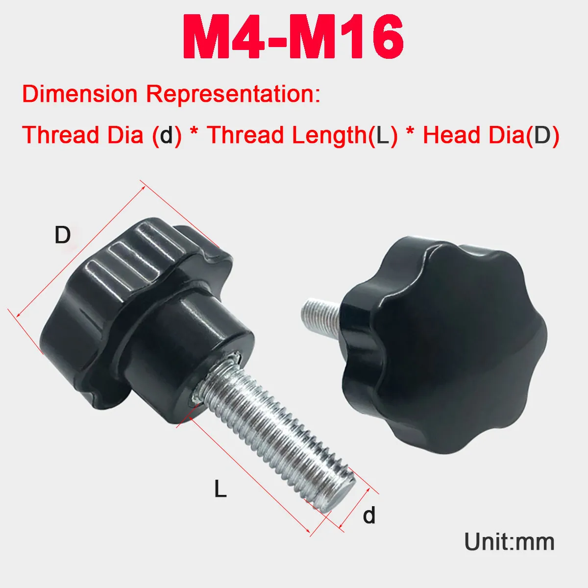 M4M5M6M8M10 Plum Blossom Star Shaped Bakelite Hand Tightened Seven Point Plastic Head Screw