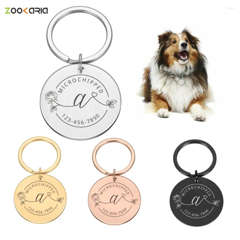Dog Tag Personalized Engraving Pet Cat Initials Name Tags Kitten Puppy Anti-lost Stainless Steel Collars For Dogs Cats Nameplate