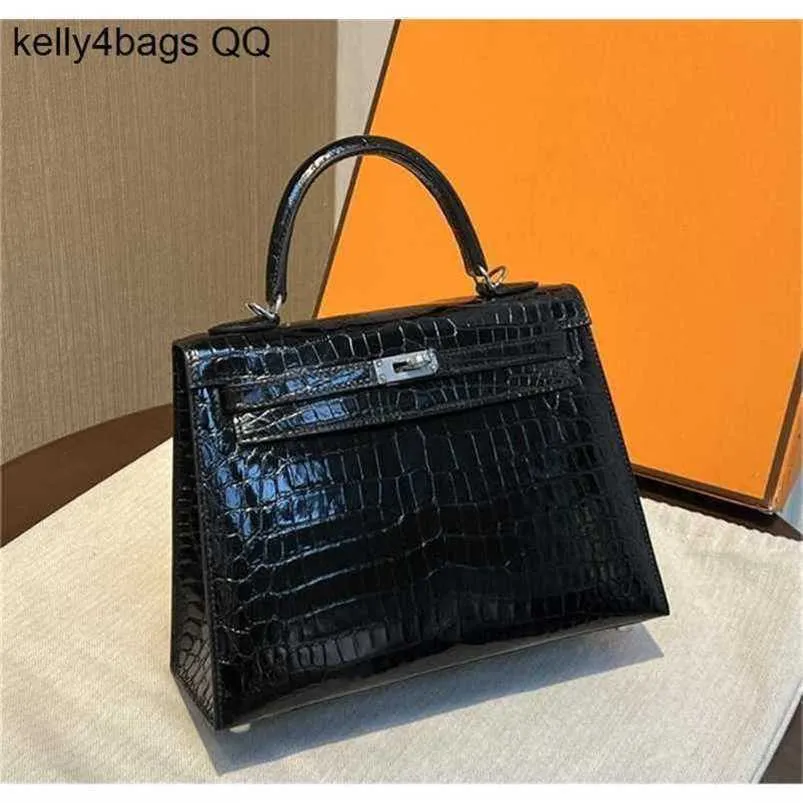 Designer Handbag Crocodile Leather 7A Quality äkta handswen -väskor sydd 25 cm Real Womenu5ad