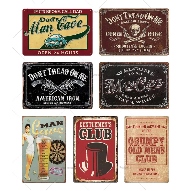 Vintage Metal Sign Plaque Rectangle Retro Tin Wall Decor for Man Cave ...