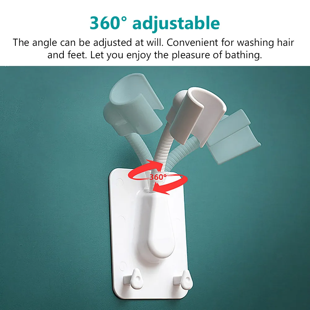 Shower Head Holder Bracket 360° Adjustable Self-Adhesive Wall Mount ...