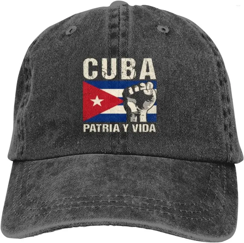 Ball Caps Flag Cuba Patria Y vida - Capeur libre Adulte Adult Adjustable Classic Washed Casquette Denim Chapeau pour extérieur