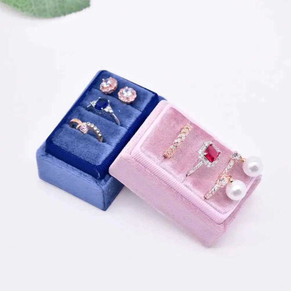 Jewelry Boxes Jewelry box with 3 slots design elegant jewelry rack soft texture exquisite shop flannel jewelry ring box container