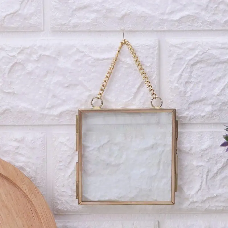 Ramar Creative DIY Chain Retro Metal Po Frame Högt genomskinligt glasprovmapp 2 Storlek Valfritt Drop Ship