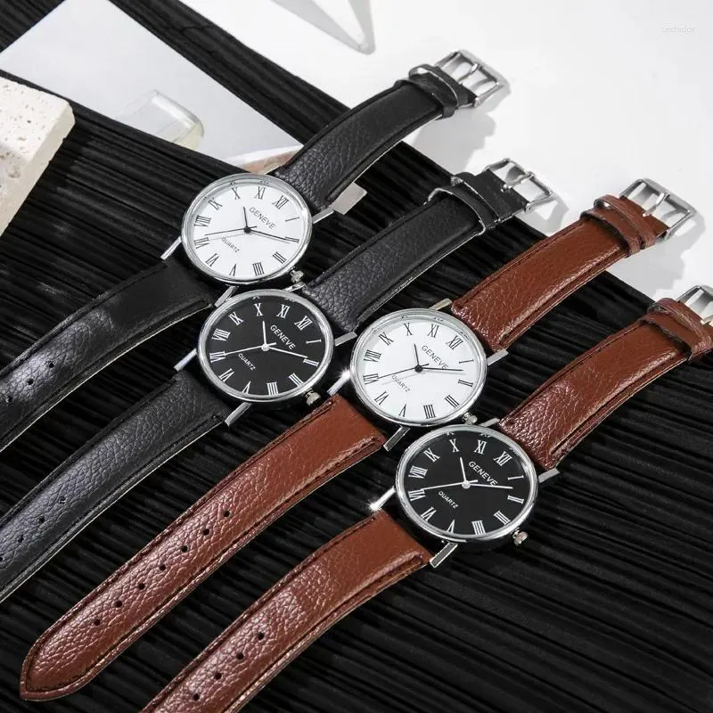Montre-bracelets Fashion Creative Roman Scale Belt Watches for Men Office Business Casual Leather Band Watch Male Horloge Male Montre Homme