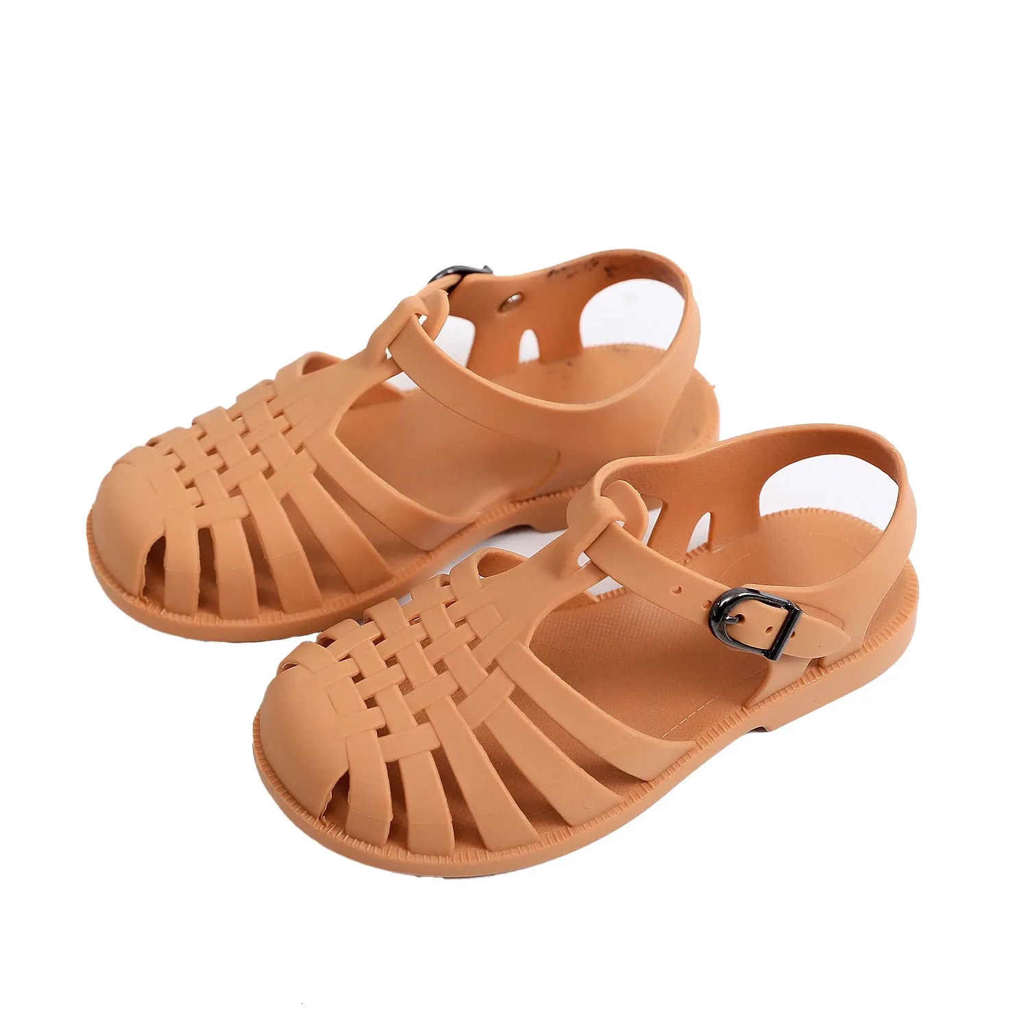 Baby Gladiator Sandaler Casual Breattable Hollow Out Roman Shoes PVC Summer Kids Shoes Beach Barn Sandaler Girls 240411