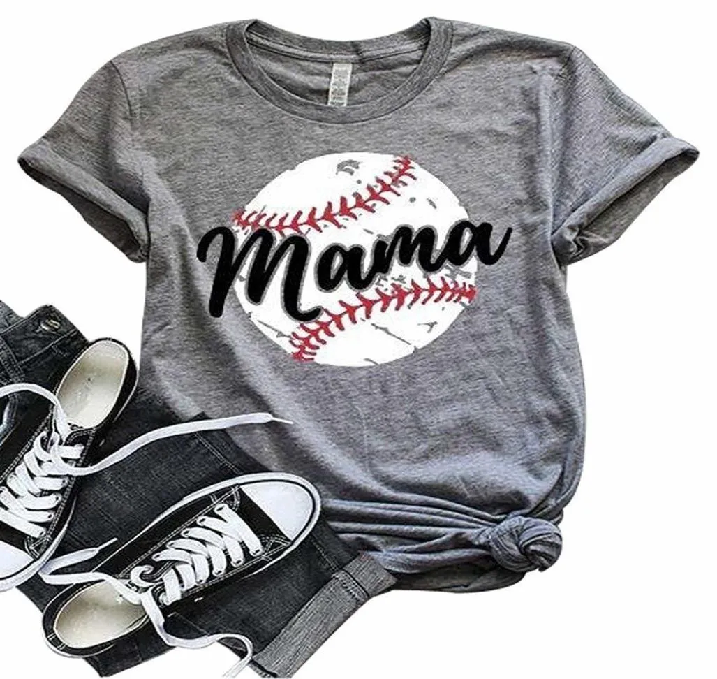 DROP WOMES BASEBALL MAMA MAMA MAMINA TAMNT SHIRT SHEVE TOPS TACCHE TACCHE TEE PIGNI TAMMA PER SCHIATTO CASASE CASASE