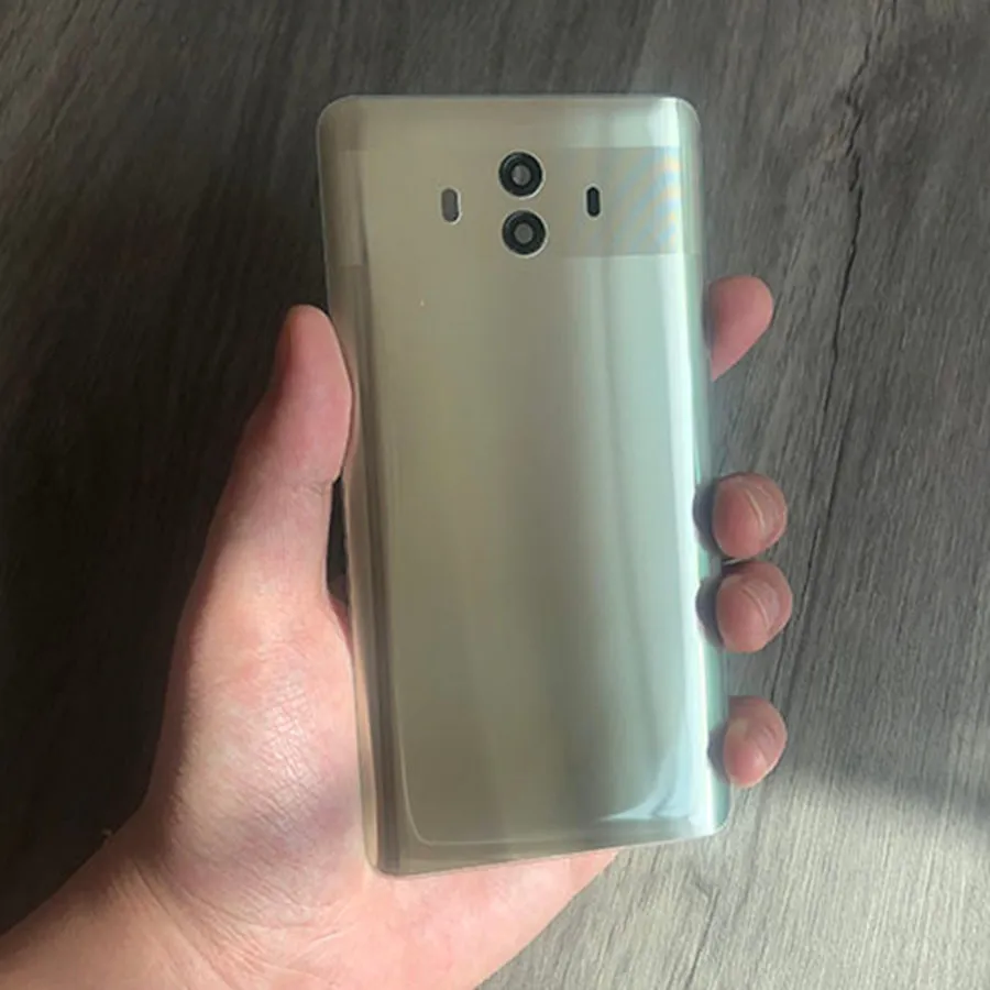 Transparent Clear för Huawei Mate 10 Back Batterisäkerhet Bakre Housing Glass Panel Case med kameralinsersättning ALP-L29