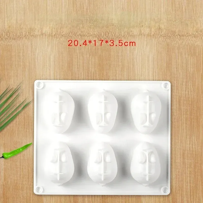 6-cavity 실리콘 케이크 몰드 베이킹 디저트 무스 새 장식 곰팡이 3D 작은 토끼 토끼 모양 초콜릿 베이크웨어 웨이크웨어 도구