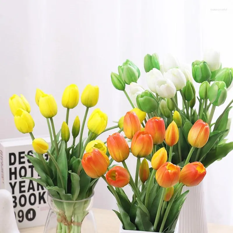 Fleurs décoratives 40 cm Bouquet de tulipe de fleur artificielle pour la décoration de maison Mariage de la Saint-Valentin de Noël