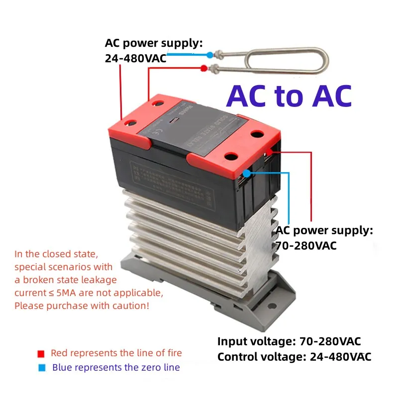 SSR 10AA 25AA 40A 60A 80A 100A 120 10 25 40 Amp Din Rail Mount Solid State Relay SSR AC Control AC With Heat Sink Single Phase
