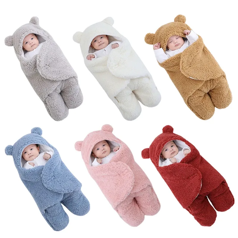 Swadling Baby Sleeping Bag Ultrasoft Fluffy Fleece pasgeborene ontvangen deken Infant Boys Girls Sleep Kinderdagverlichting Wrap Swaddle