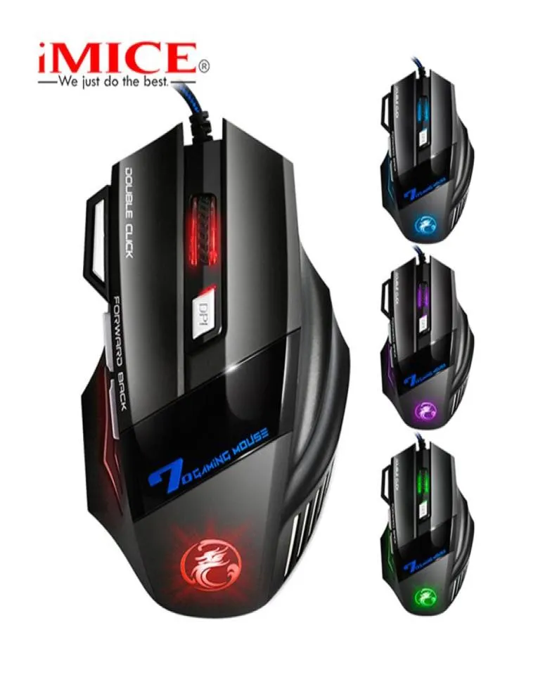 IMICE X7 Pulsante da gioco da gioco cablato professionale 7 5500 dpi Topi giocatori di giocatore mouse USB LED USB X74011025