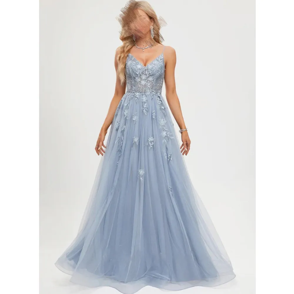 A-Line Prom Evening femme Tulle V-col