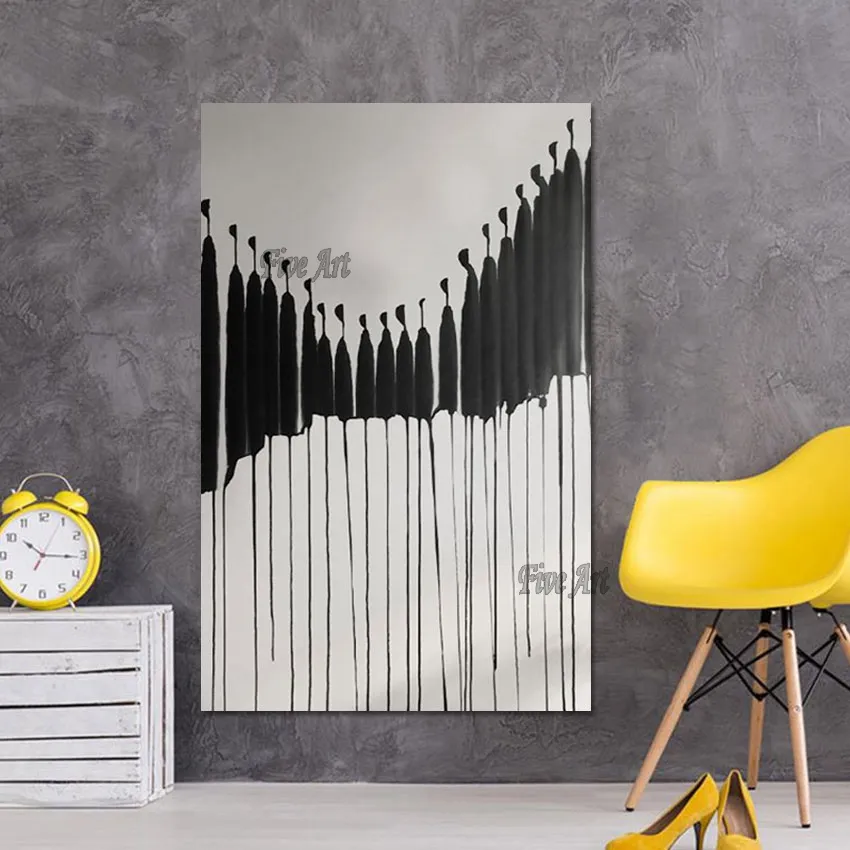 Настенный плакат абстрактные произведения искусства современные картины Canvas Art Black White Acryles Design No Ramed Kitchen Decor