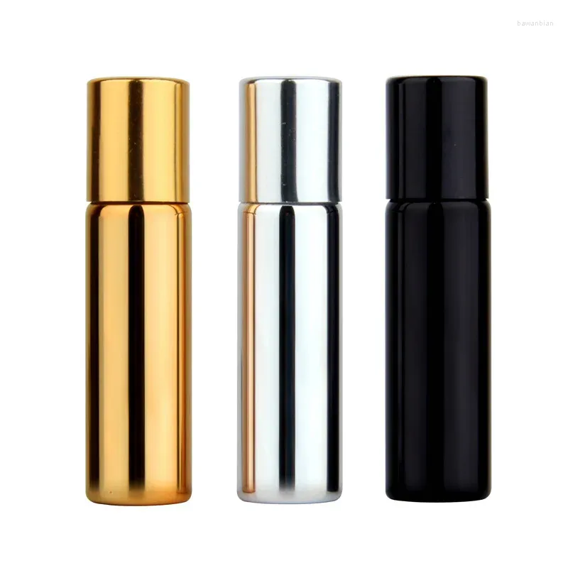 Storage Bottles 5ml Electroplated Essential Oil Bottle UV Roller Ball Perfume Cosmetic Trial Sample With Glass