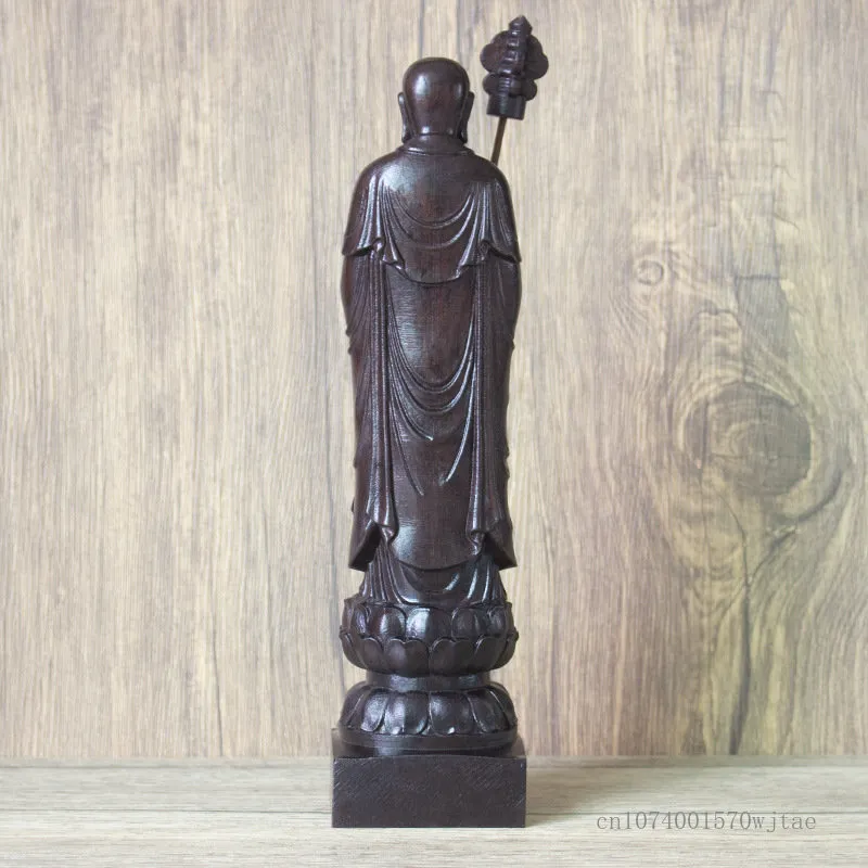 Statua del Buddha fatta a mano del re di Tibet, legno di sandalo nero, scultura intagliata, decorazione del feng shui, 30 cm, 1pc