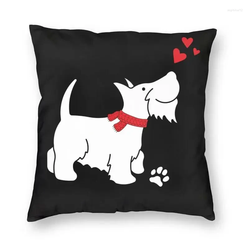 Pillow Scottish Terrier Love Covers Sofa Home Decor Scottie Dog Square Throw Case 45x45cm