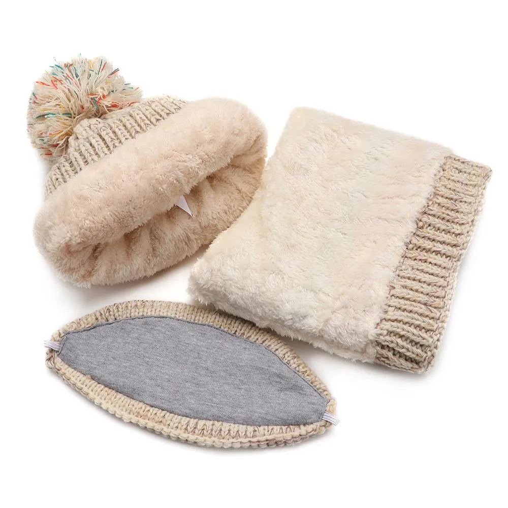 Women 3-in-1 Winter Hat Scarf Mask Set with Fleece Lined  display picture 1