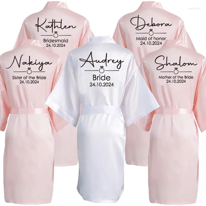 Home Clothing Personalized Text Logo Wedding Bathrobe Bridal Robe Bride Bridesmaid Robes Woman Bachelorette Hen Party