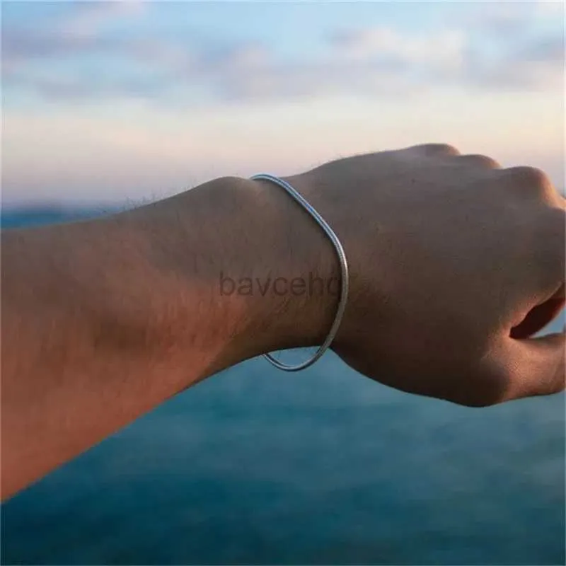 Bangle Rinhoo из нержавеющей стали 1 мм 1,5 мм браслет с тонкой цепью для мужчин Женщины мода голая цепная цепочка вечеринка подарка на день рождения подарки 240411