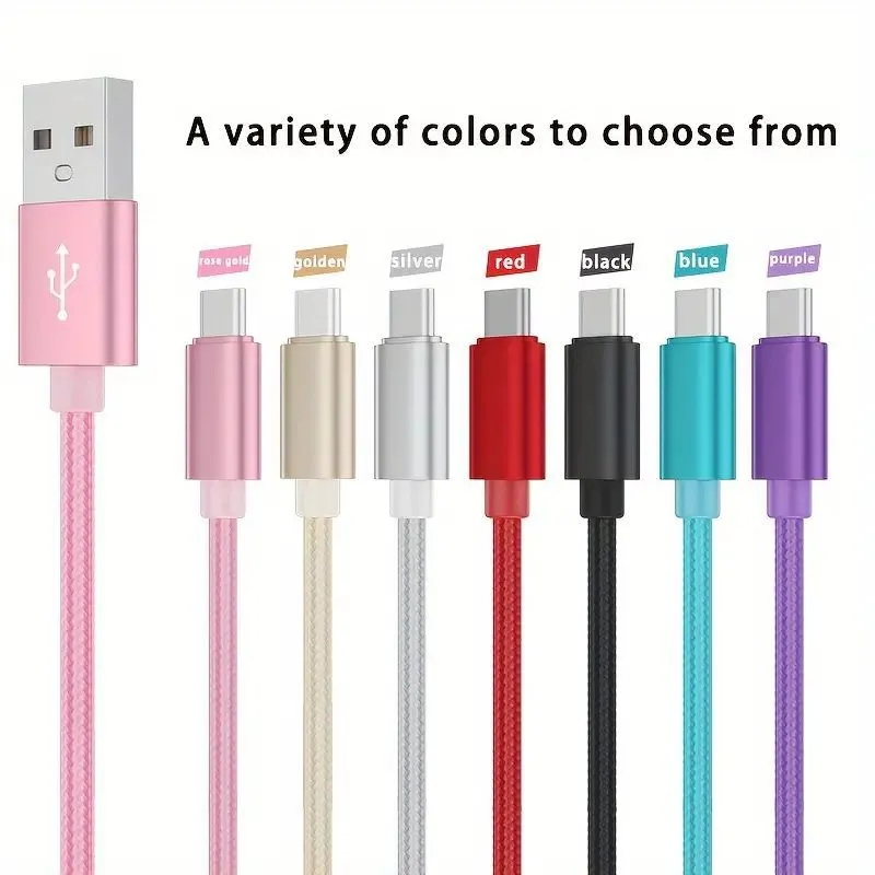 Type C Nylon Traité Micro USB Cables Charge Donques Sync Cordon de chargeur de charge rapide durable pour Android V8 Smart Phone 1M 2M 3M