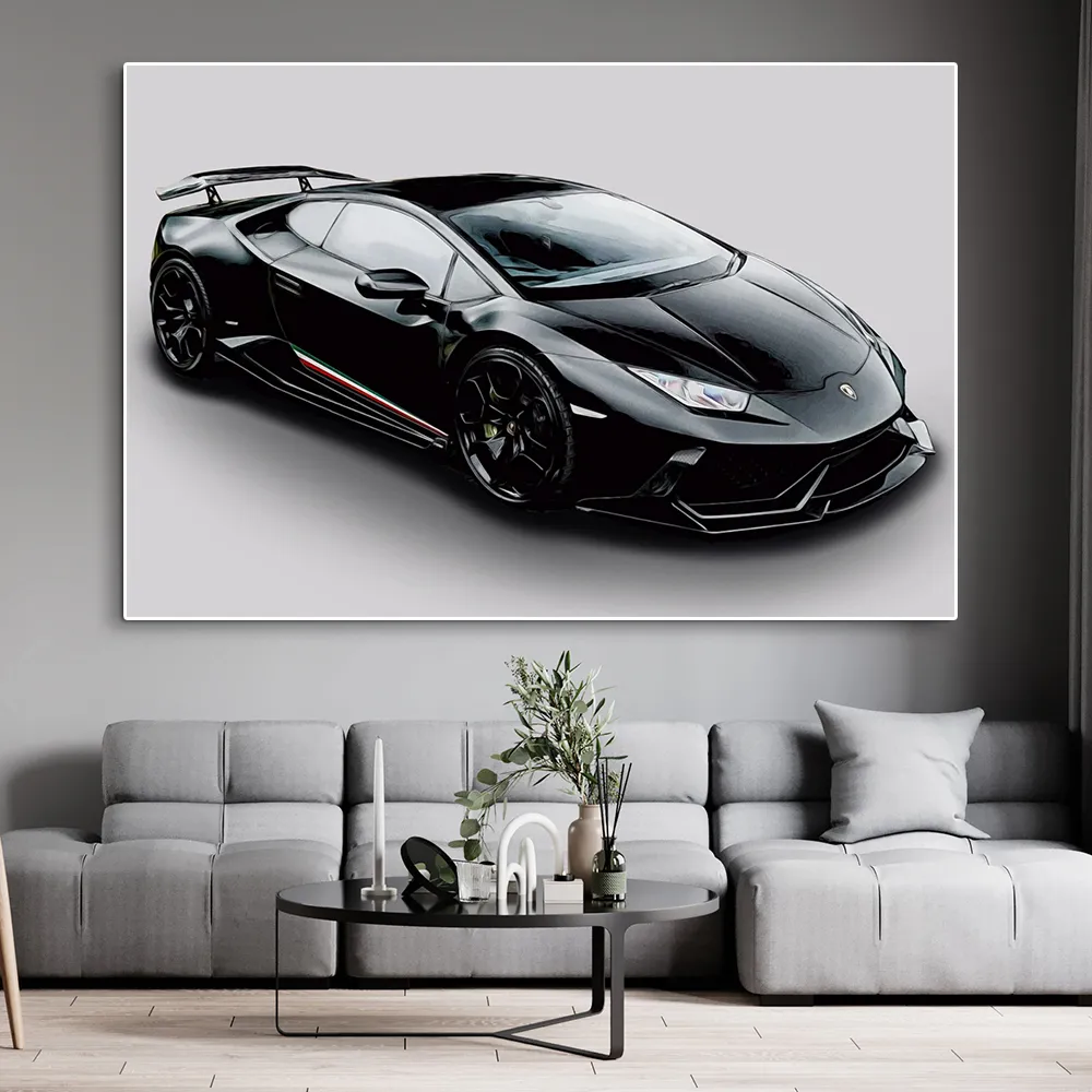 Abstract Sports Car Huracan Graffiti Canvas peinture de luxe Racing Aquarement Affiche et imprimé Supercar Wall Art Room Decor Gift