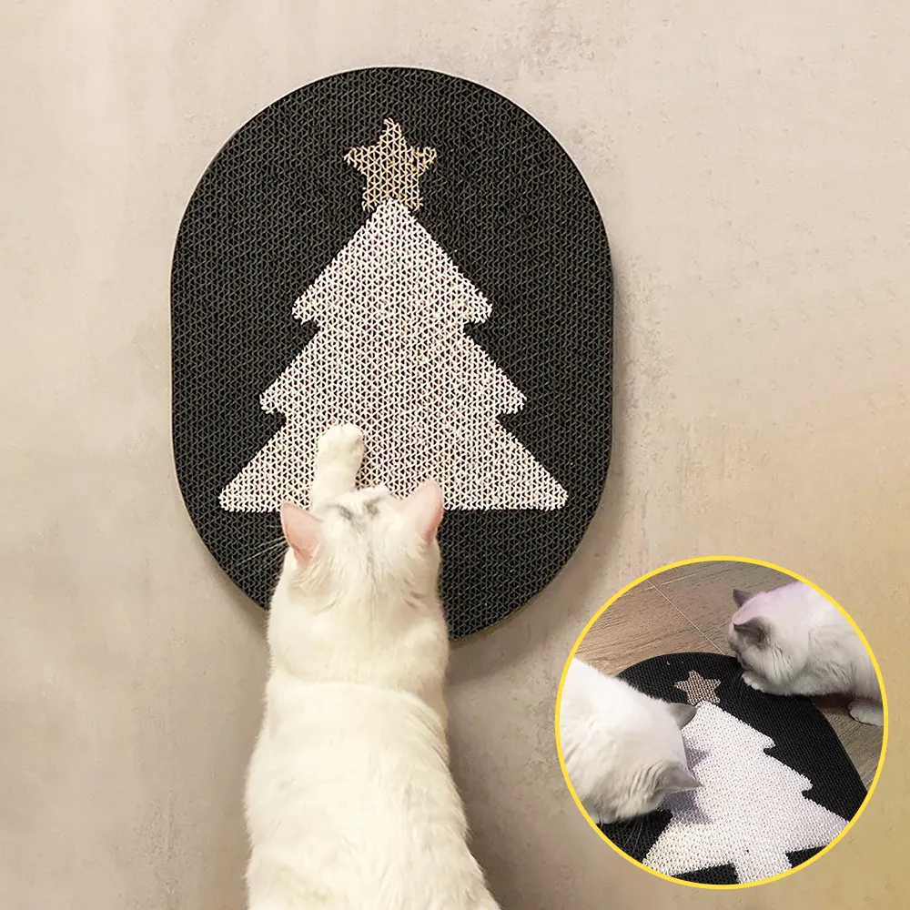 Tavola graffiatrice di gatto albero di Natale raschietto gatto cartone per graffi di graffi a parete con adesivo simpatico gatti prodotti regalo