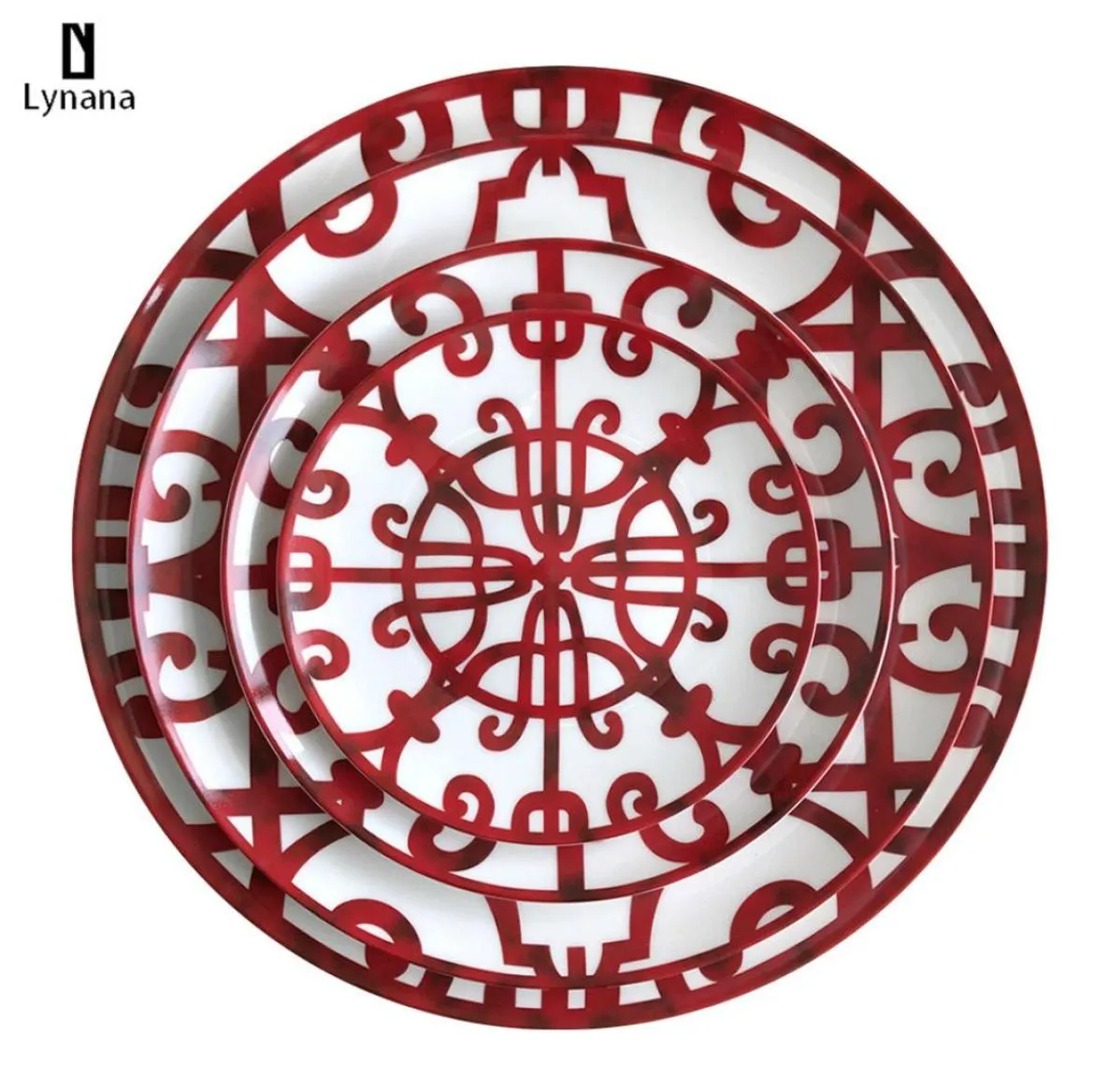 Talerz ceramiczny ręcznie malowany czerwony sztuka kreatywny okrągły okrąg