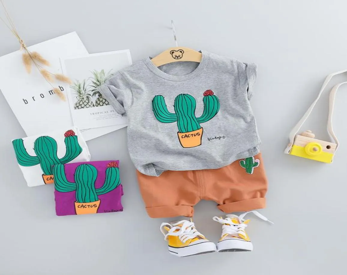 Summer colorful Toddler Infant Clothing Sets Baby Girls Boy Clothes Suits Cactus T Shirt Shorts Kids Tracksuits Child Casual Wear 3224285